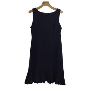 RSVP By Talbots Womens Floral Ruffle Hem Sleeveless Dress Dark Blue Size 14